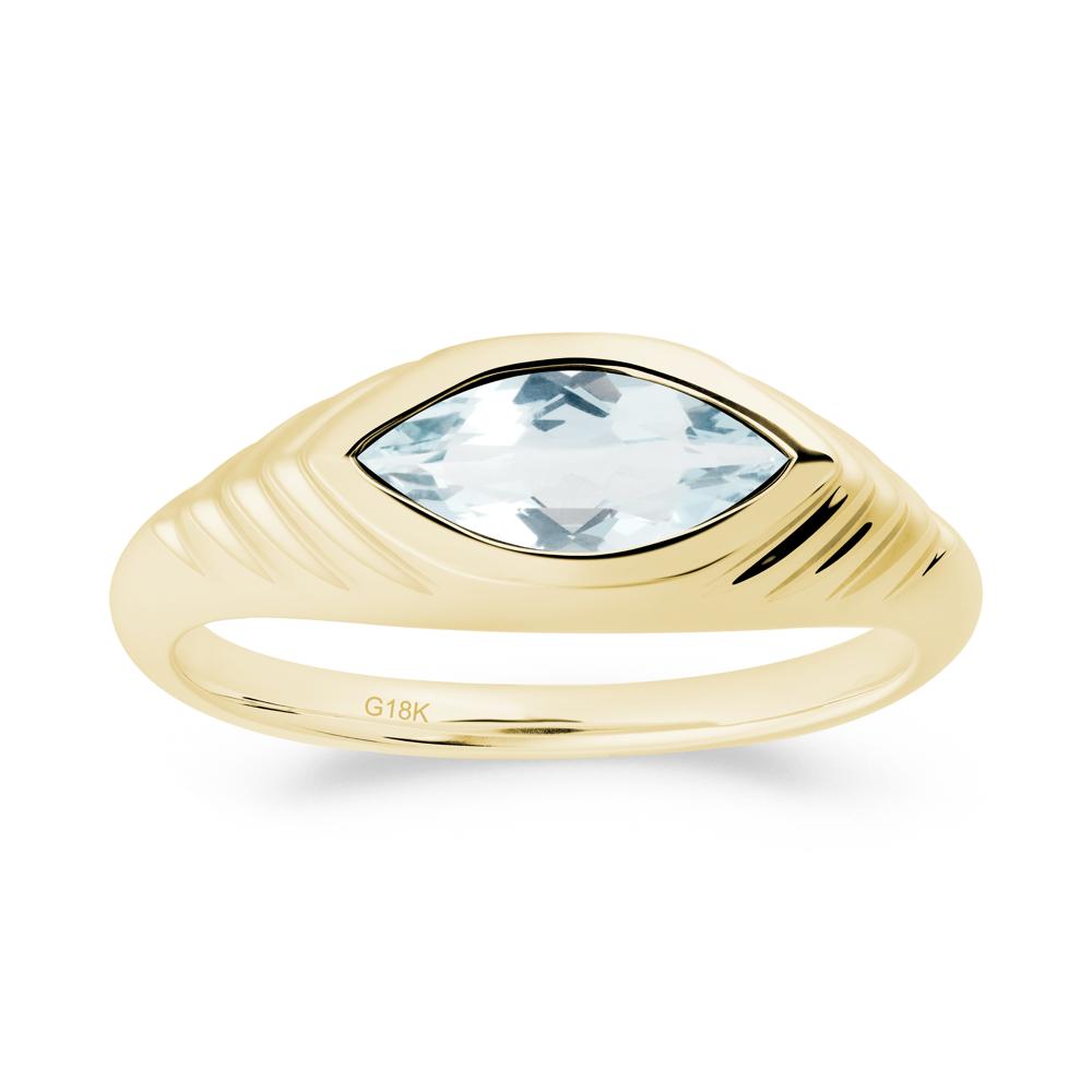 Bezel Set Marquise Aquamarine Ring - LUO Jewelry #metal_18k yellow gold
