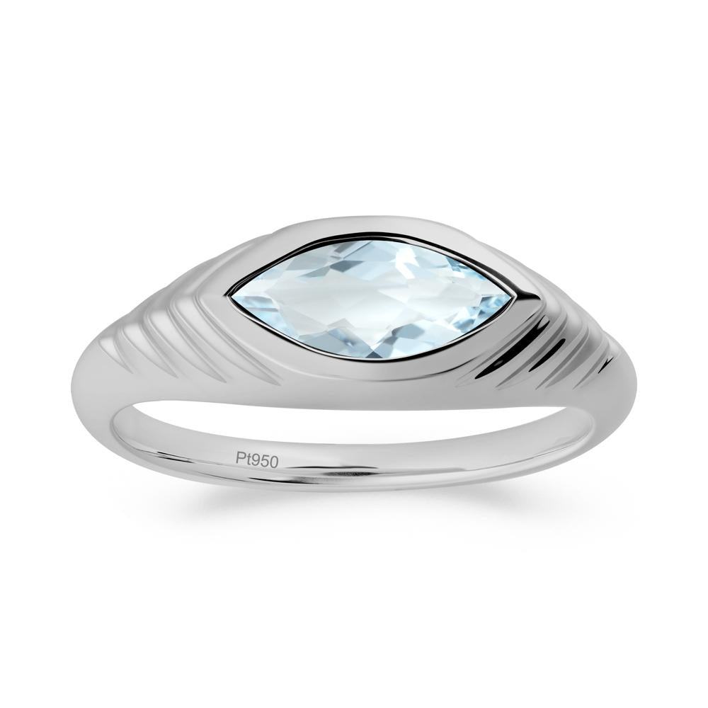 Bezel Set Marquise Aquamarine Ring - LUO Jewelry #metal_platinum