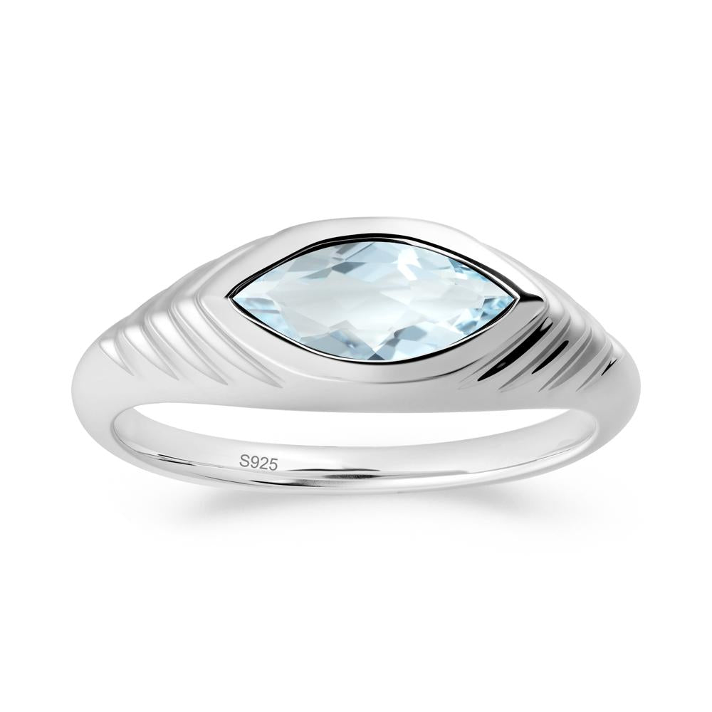 Bezel Set Marquise Aquamarine Ring - LUO Jewelry #metal_sterling silver