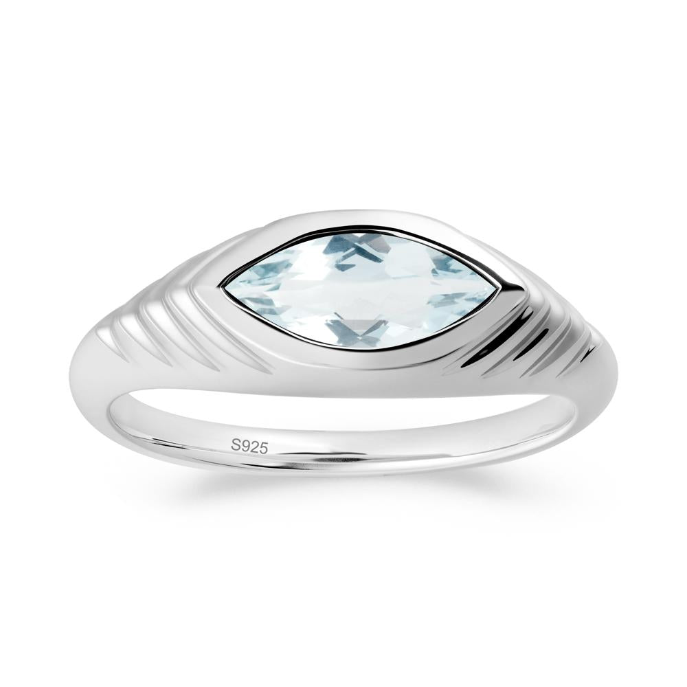 Bezel Set Marquise Aquamarine Ring - LUO Jewelry #metal_sterling silver