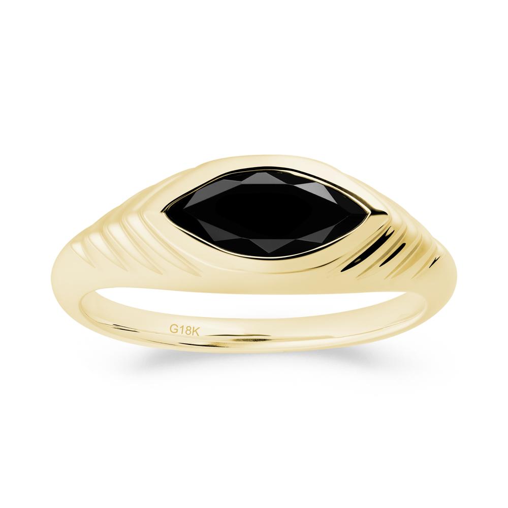 Bezel Set Marquise Black Spinel Ring - LUO Jewelry #metal_18k yellow gold