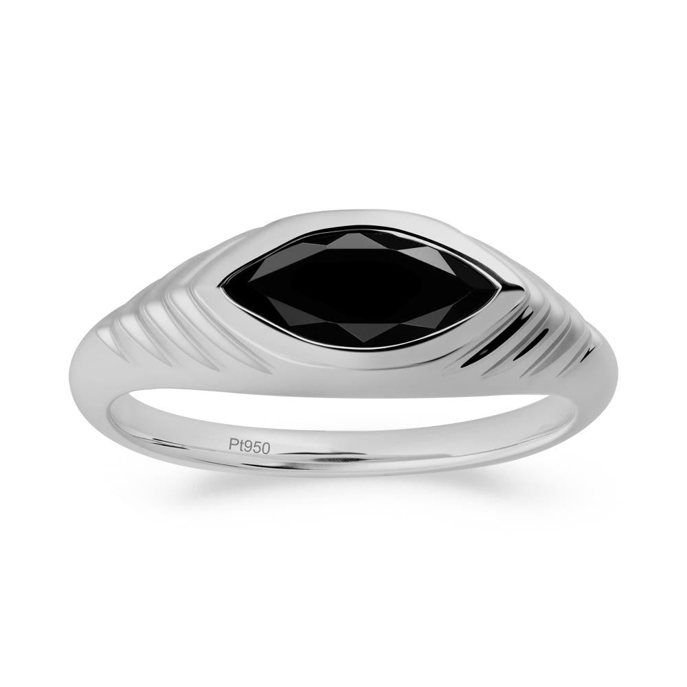 Bezel Set Marquise Black Spinel Ring - LUO Jewelry #metal_platinum
