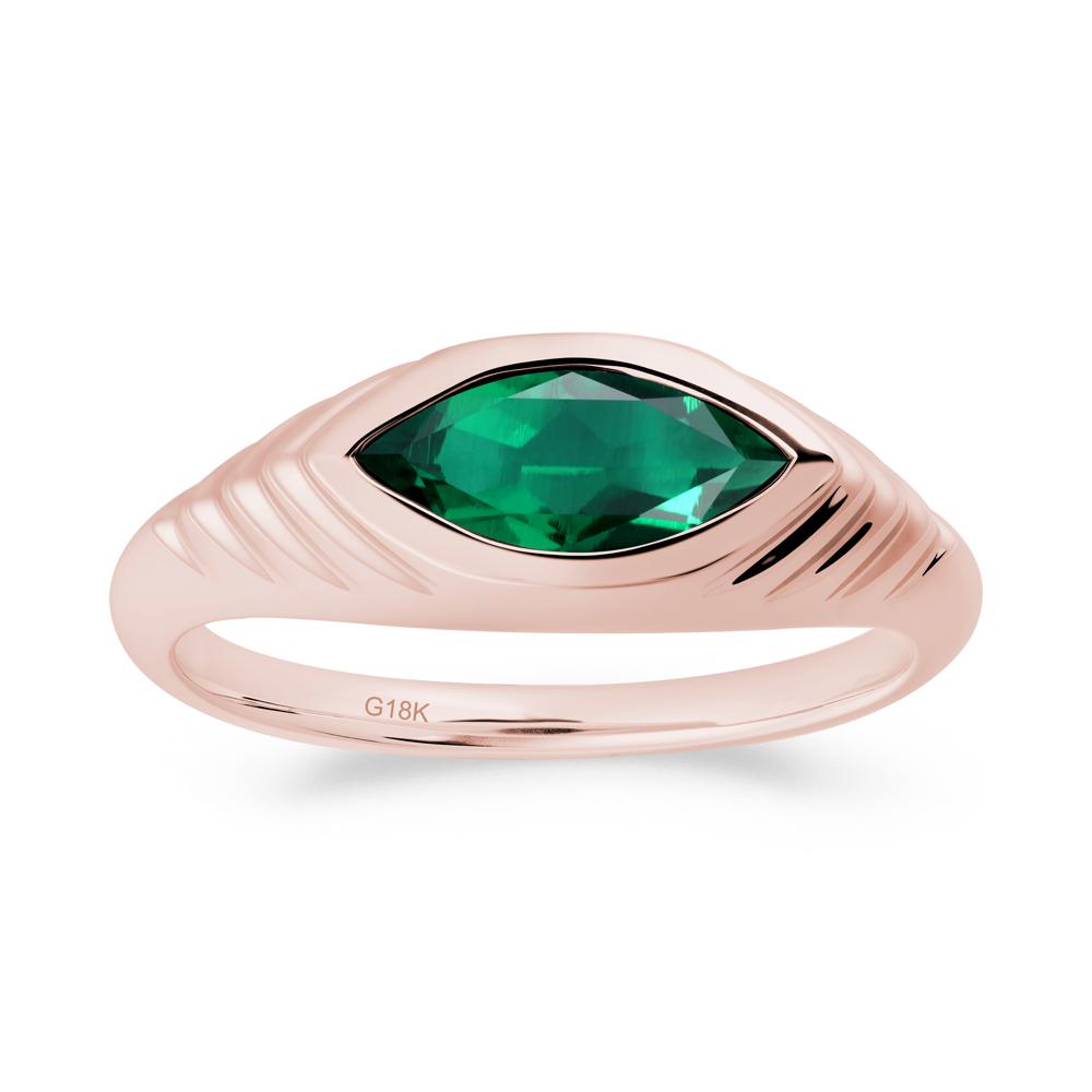 Bezel Set Marquise Emerald Ring - LUO Jewelry #metal_18k rose gold