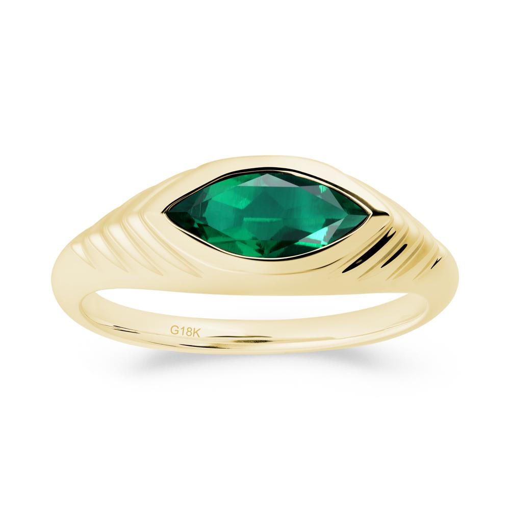 Bezel Set Marquise Emerald Ring - LUO Jewelry #metal_18k yellow gold