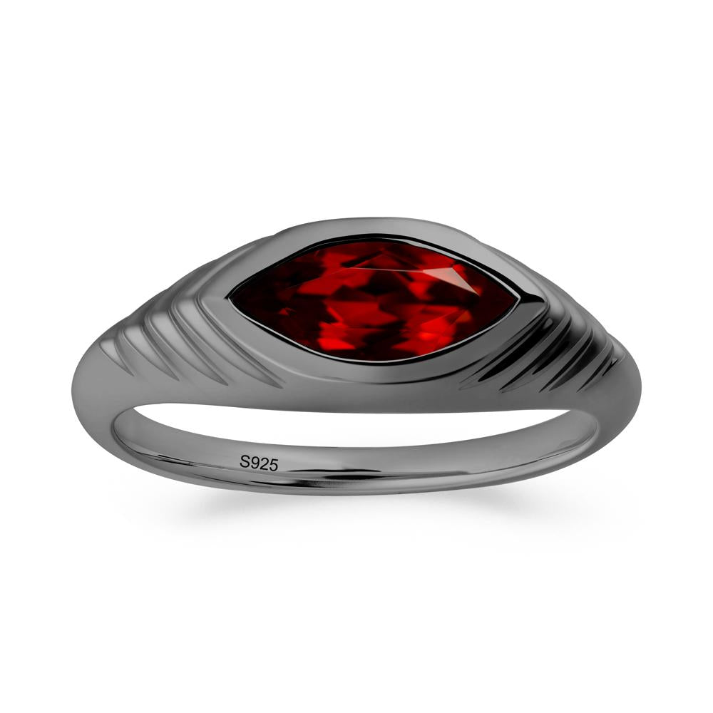 Marquise Garnet Statement Eye Ring - LUO Jewelry #metal_black finish sterling silver