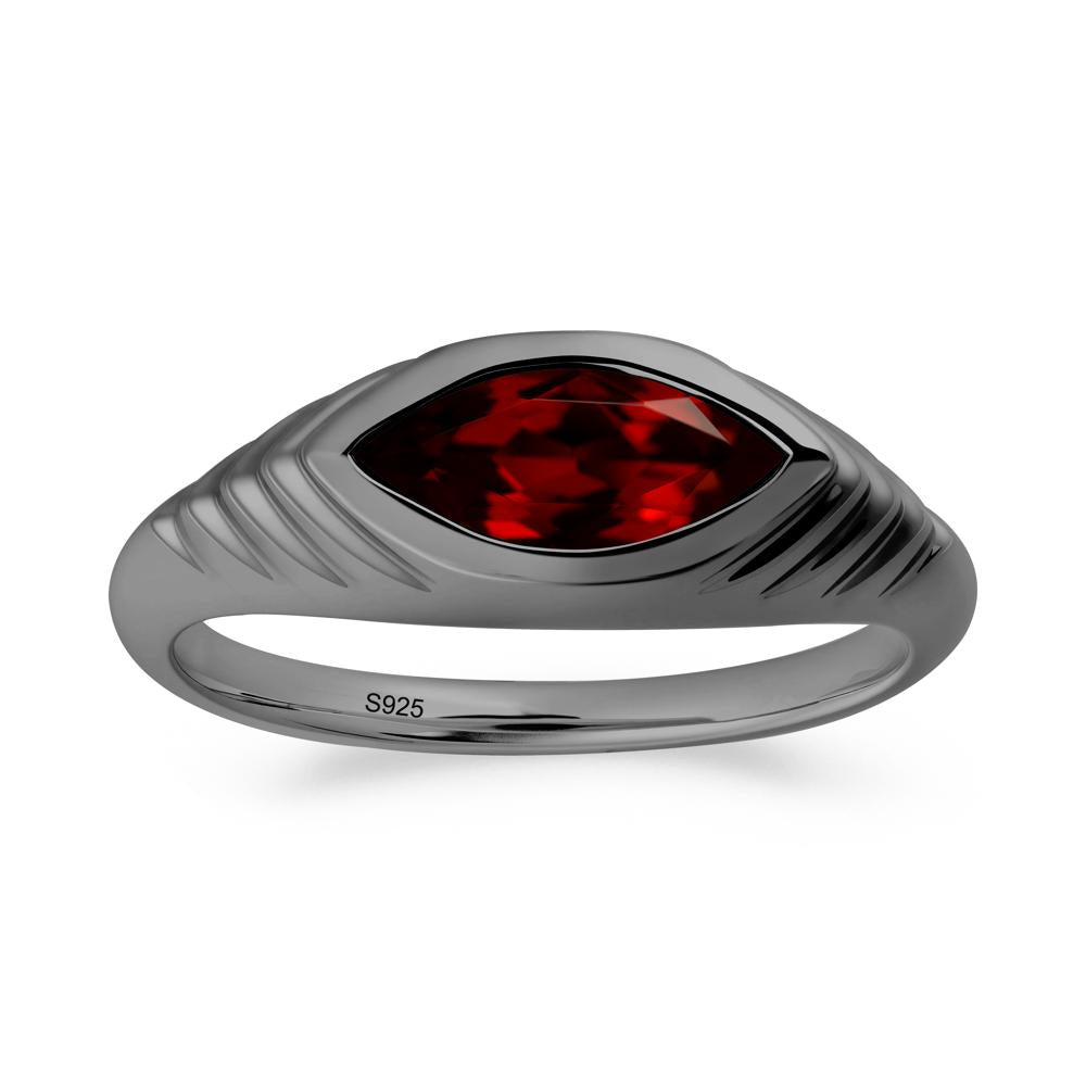 Marquise Garnet Statement Eye Ring - LUO Jewelry #metal_black finish sterling silver