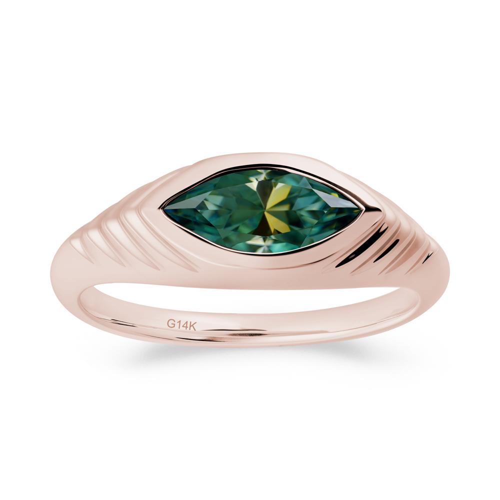 Bezel Set Marquise Green Moissanite Ring - LUO Jewelry #metal_14k rose gold