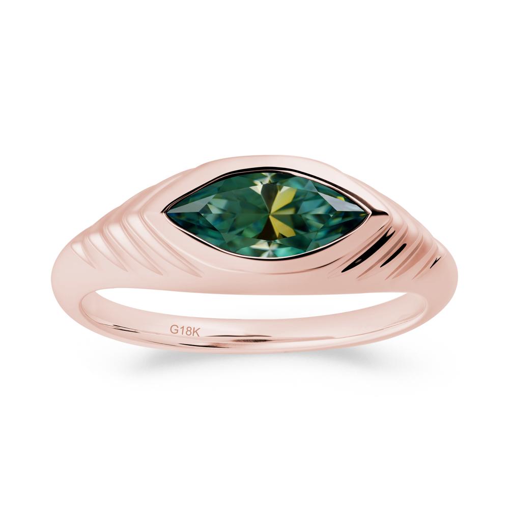 Bezel Set Marquise Green Moissanite Ring - LUO Jewelry #metal_18k rose gold