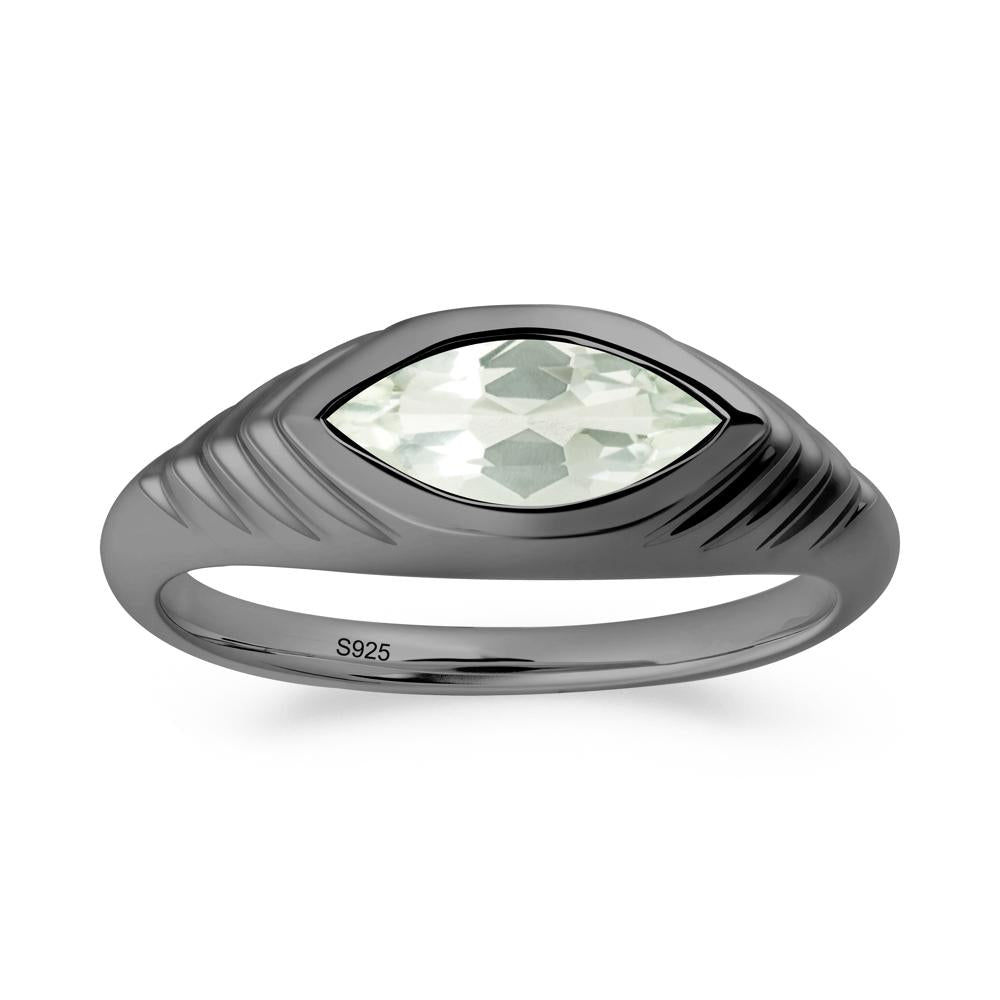 Marquise Green Amethyst Statement Eye Ring - LUO Jewelry #metal_black finish sterling silver
