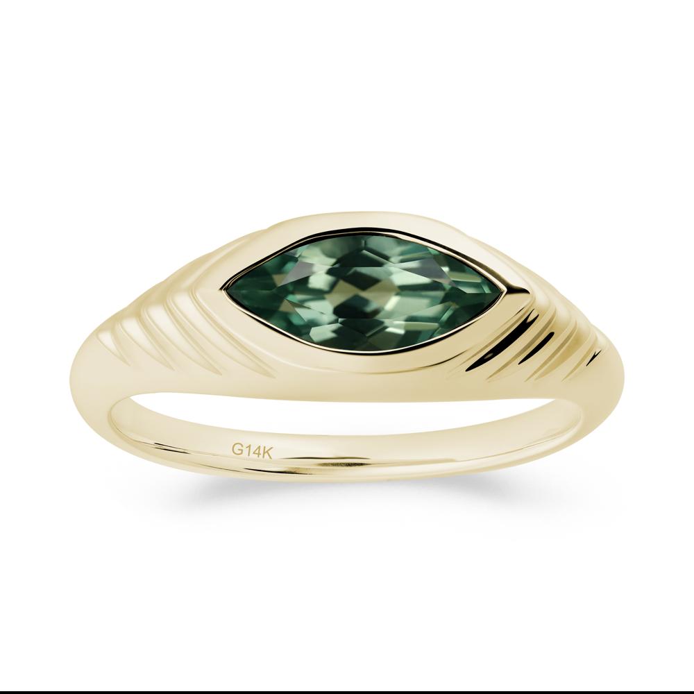 Marquise Green Sapphire Statement Eye Ring - LUO Jewelry #metal_14k yellow gold
