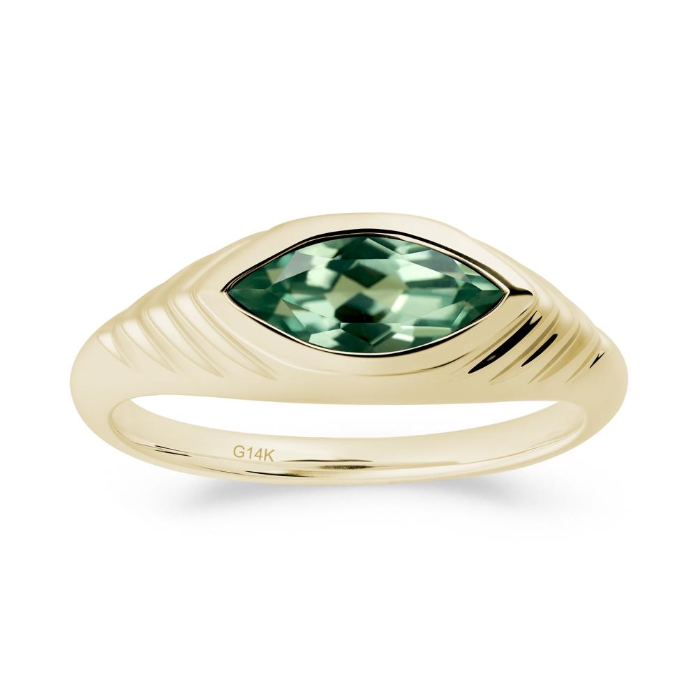 Marquise Green Sapphire Statement Eye Ring - LUO Jewelry #metal_14k yellow gold