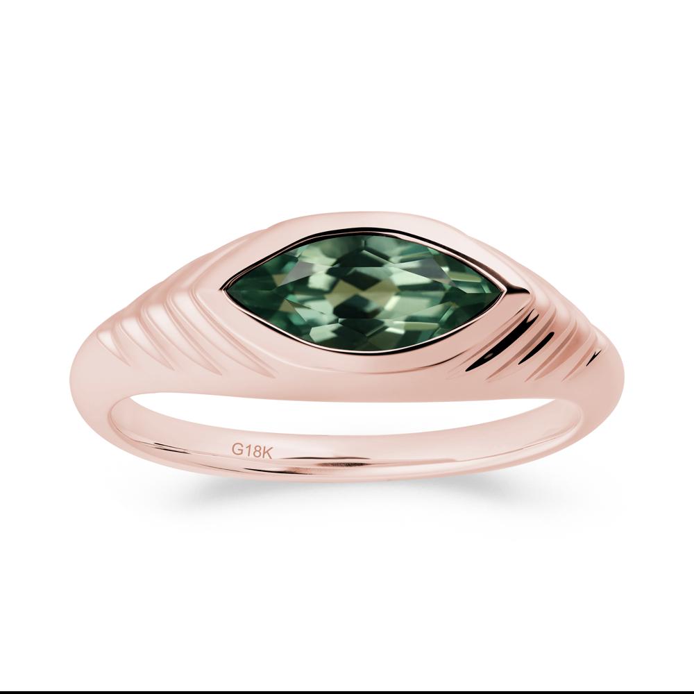 Marquise Green Sapphire Statement Eye Ring - LUO Jewelry #metal_18k rose gold