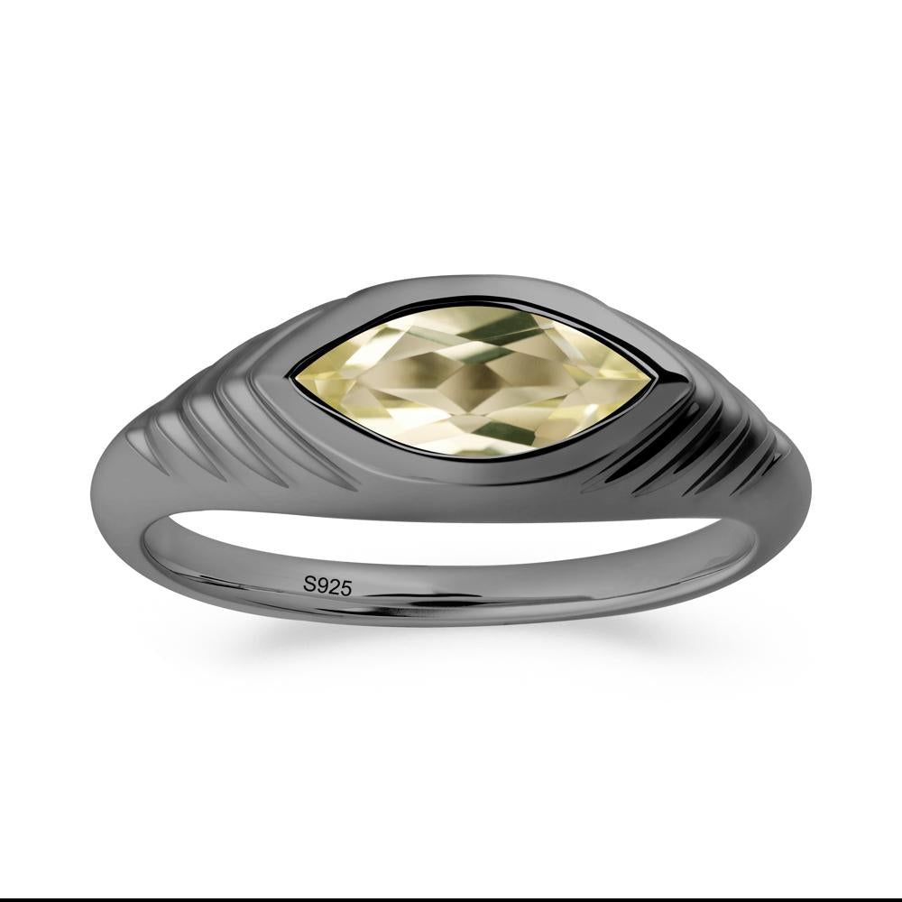 Evil Eye Inspired Lemon Quartz Ring - LUO Jewelry #metal_black finish sterling silver