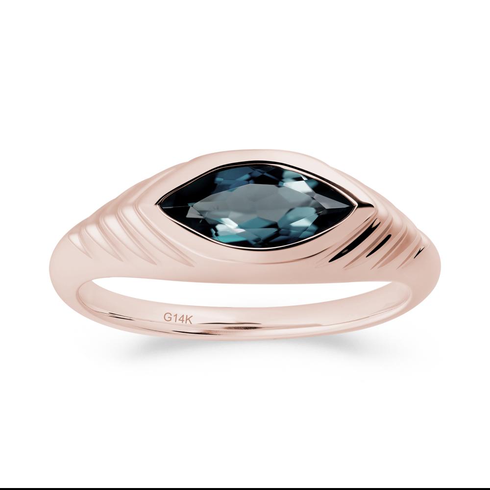 Bezel Set Marquise London Blue Topaz Ring - LUO Jewelry #metal_14k rose gold