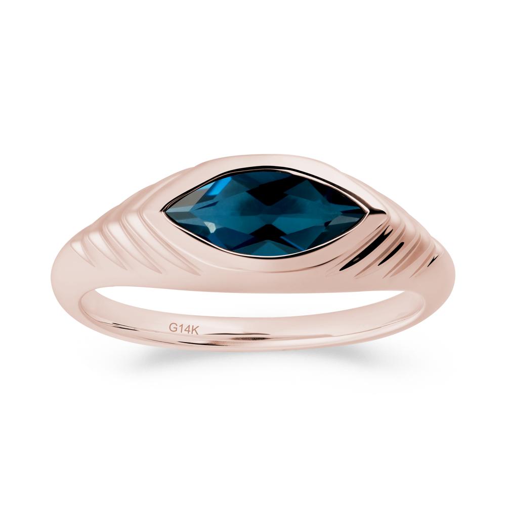 Bezel Set Marquise London Blue Topaz Ring - LUO Jewelry #metal_14k rose gold