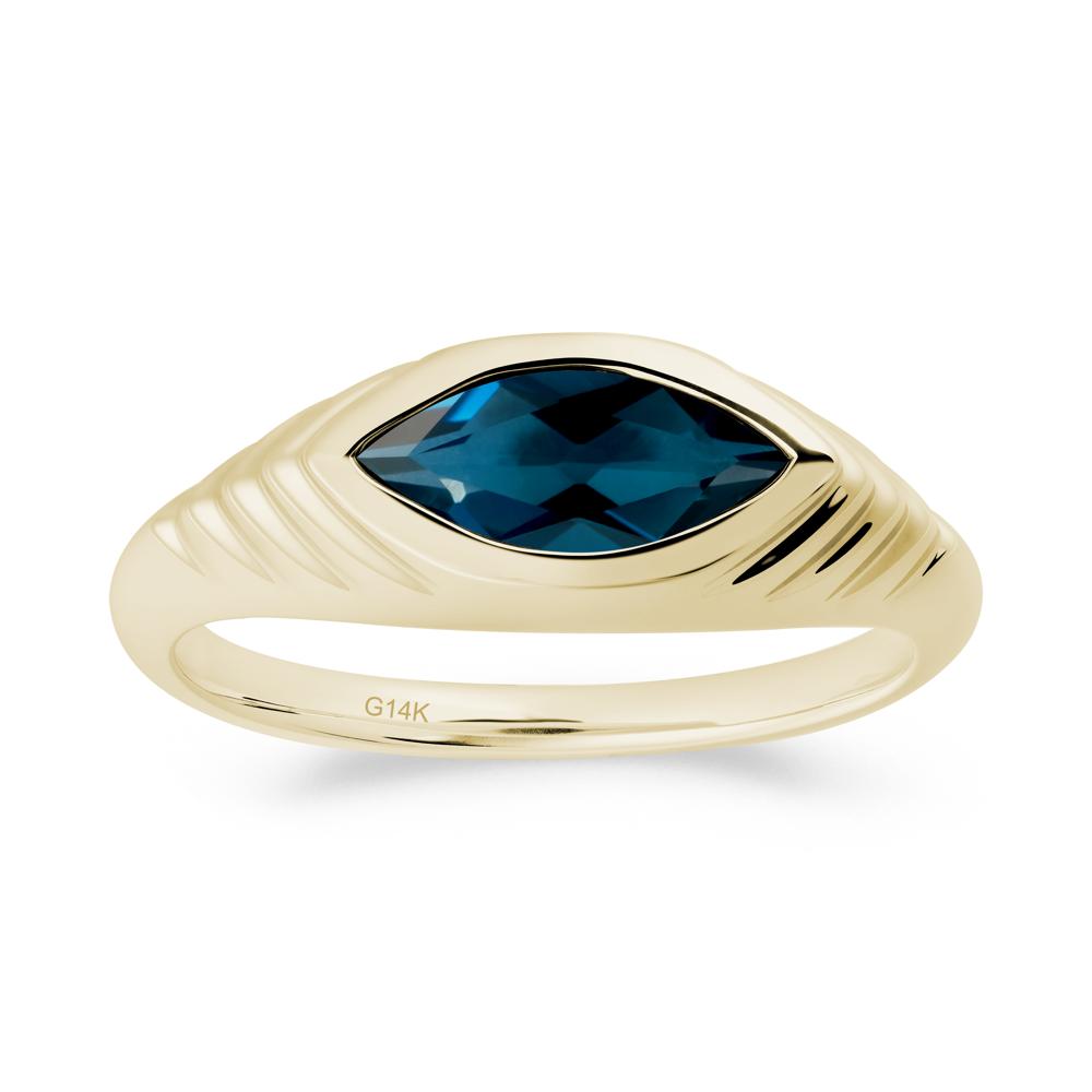 Bezel Set Marquise London Blue Topaz Ring - LUO Jewelry #metal_14k yellow gold