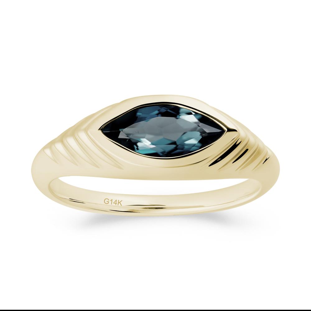 Bezel Set Marquise London Blue Topaz Ring - LUO Jewelry #metal_14k yellow gold