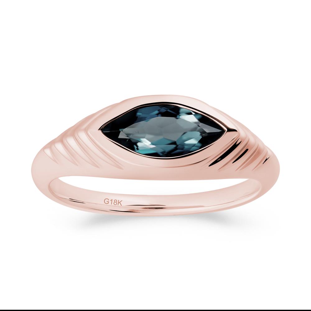 Bezel Set Marquise London Blue Topaz Ring - LUO Jewelry #metal_18k rose gold