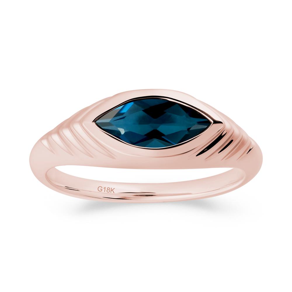 Bezel Set Marquise London Blue Topaz Ring - LUO Jewelry #metal_18k rose gold
