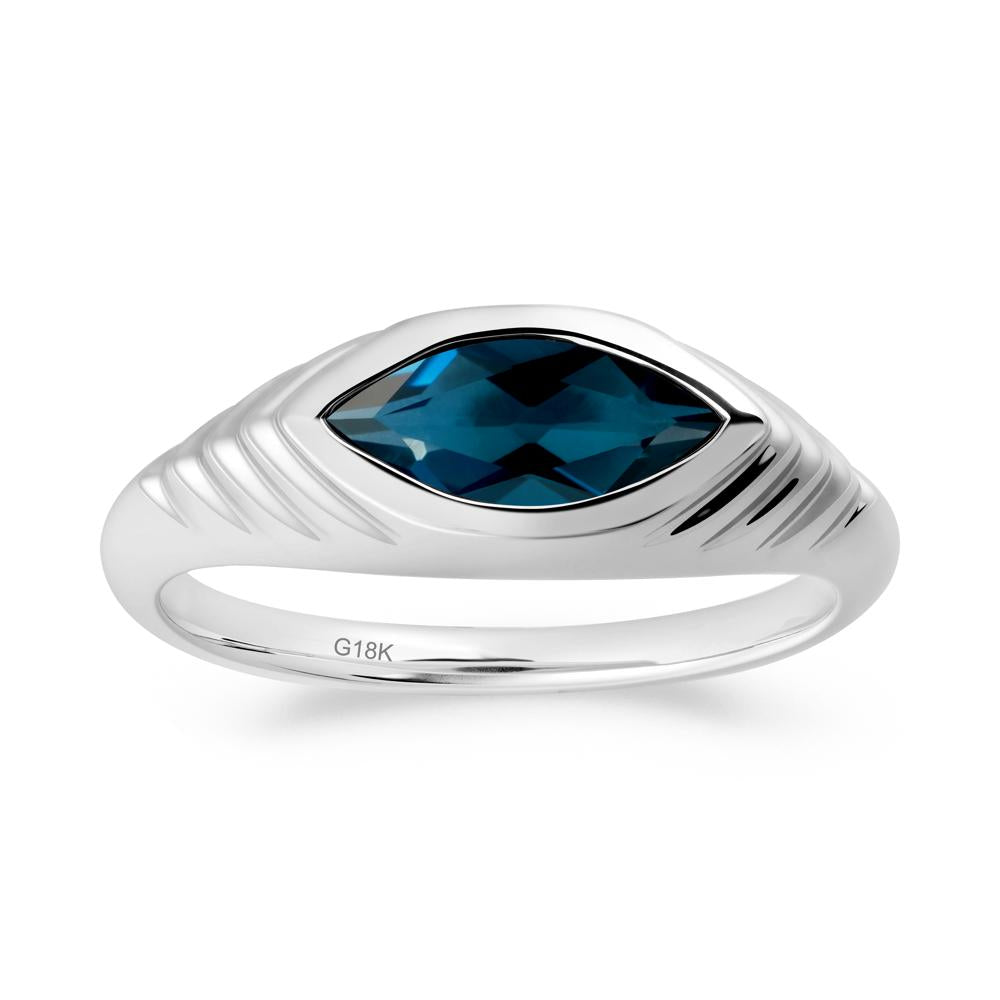 Bezel Set Marquise London Blue Topaz Ring - LUO Jewelry #metal_18k white gold