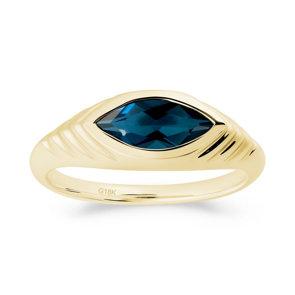 Bezel Set Marquise London Blue Topaz Ring - LUO Jewelry #metal_18k yellow gold