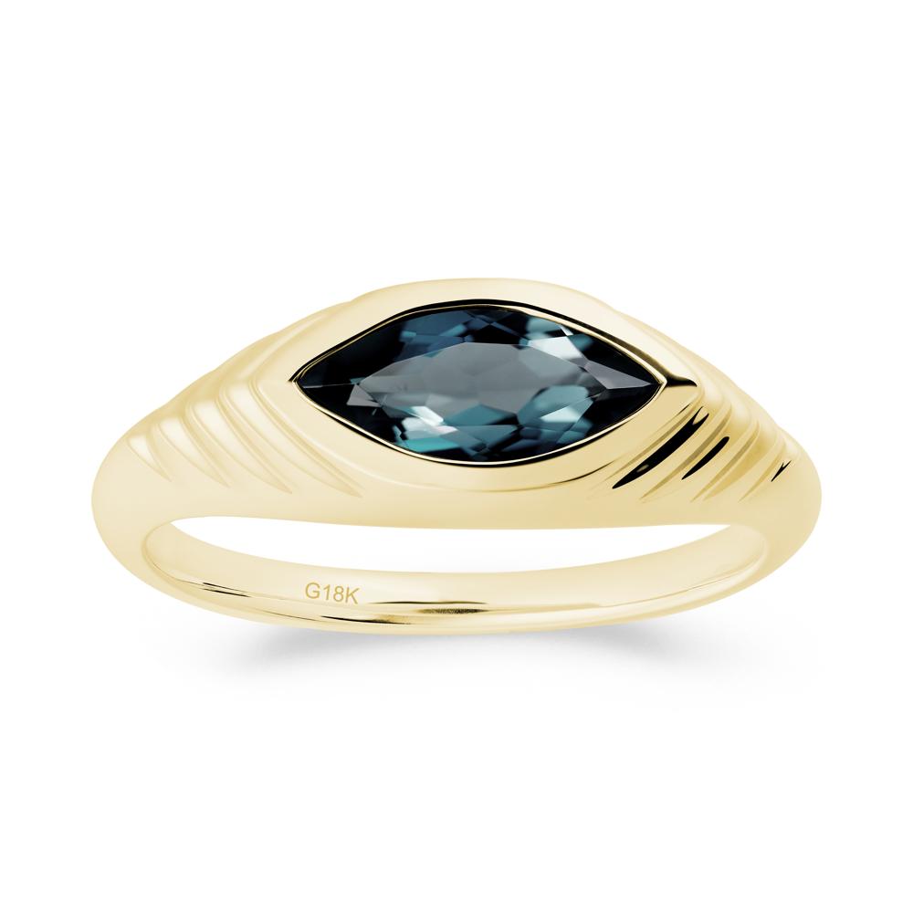 Bezel Set Marquise London Blue Topaz Ring - LUO Jewelry #metal_18k yellow gold
