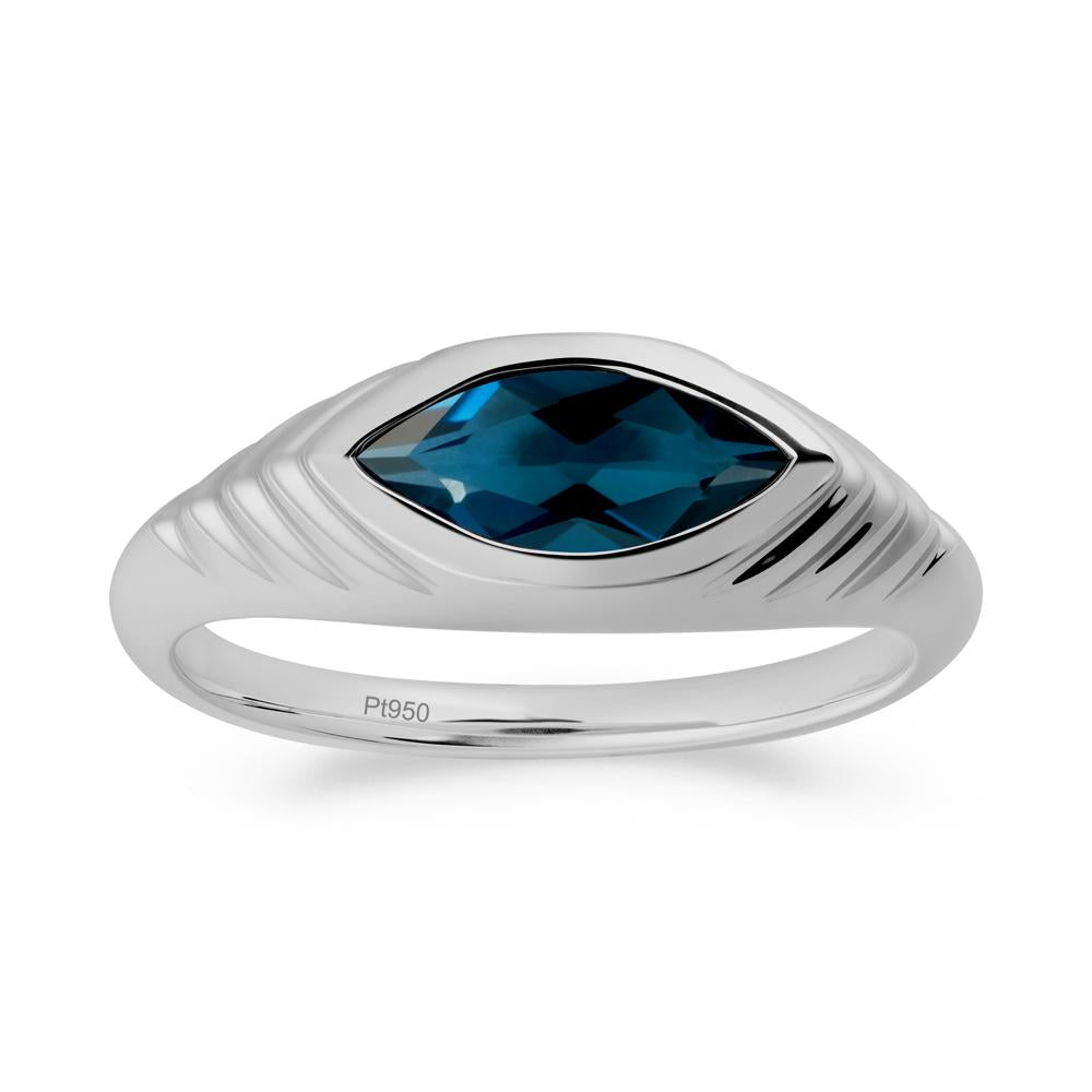 Bezel Set Marquise London Blue Topaz Ring - LUO Jewelry #metal_platinum