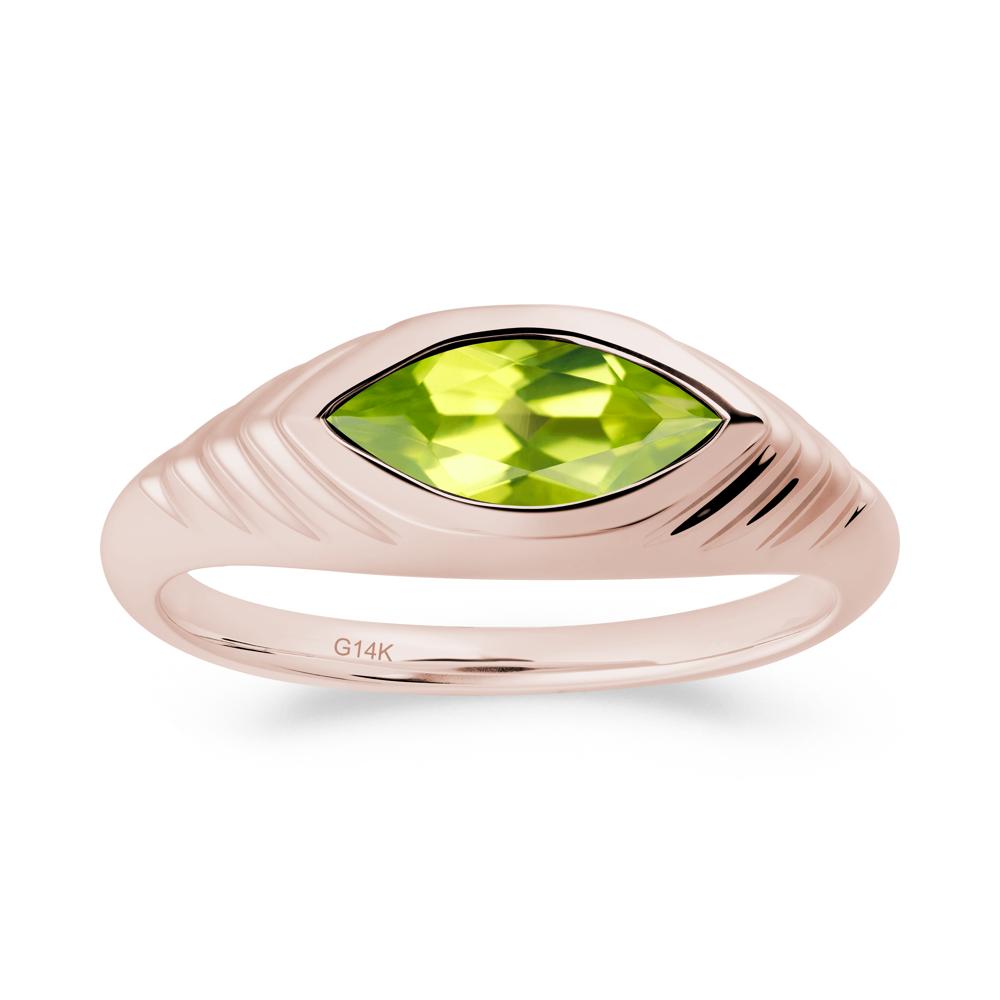 Bezel Set Marquise Peridot Ring - LUO Jewelry #metal_14k rose gold
