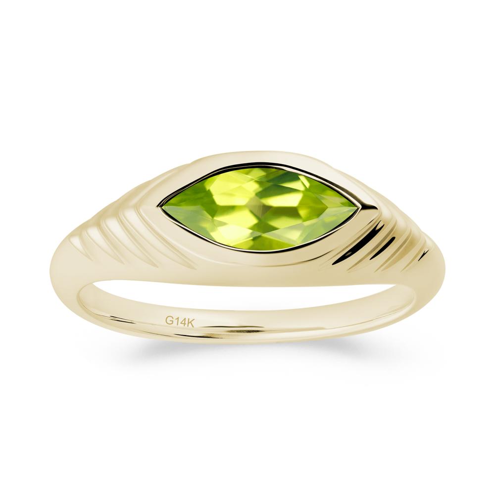 Bezel Set Marquise Peridot Ring - LUO Jewelry #metal_14k yellow gold