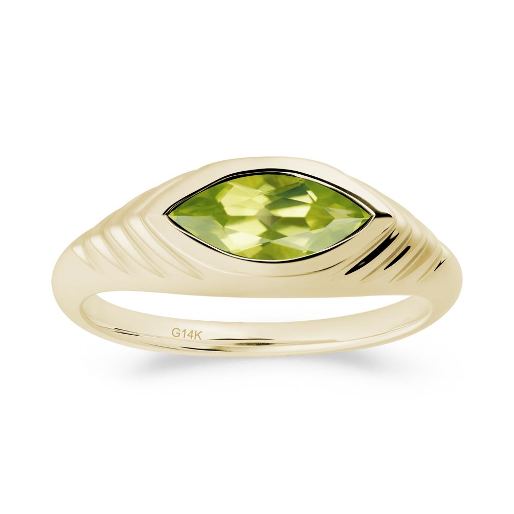 Bezel Set Marquise Peridot Ring - LUO Jewelry #metal_14k yellow gold