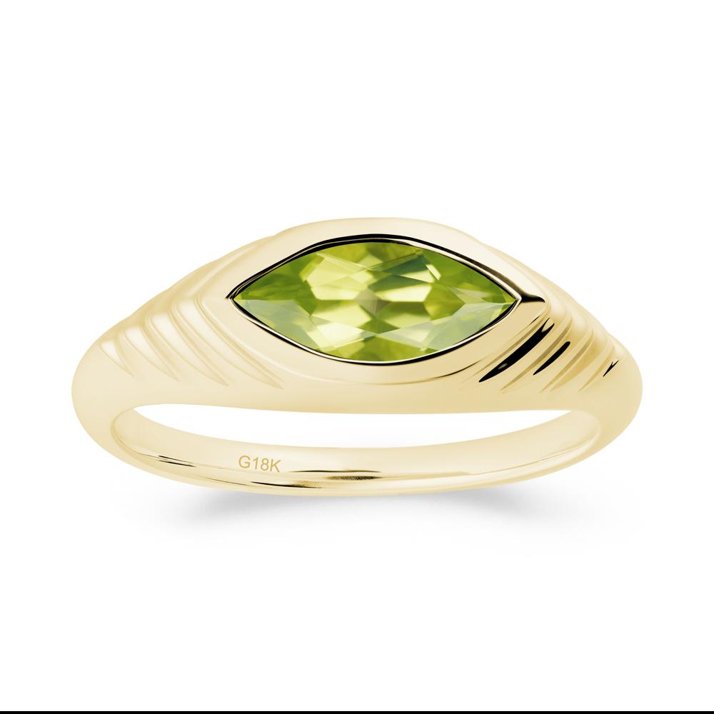 Bezel Set Marquise Peridot Ring - LUO Jewelry #metal_18k yellow gold