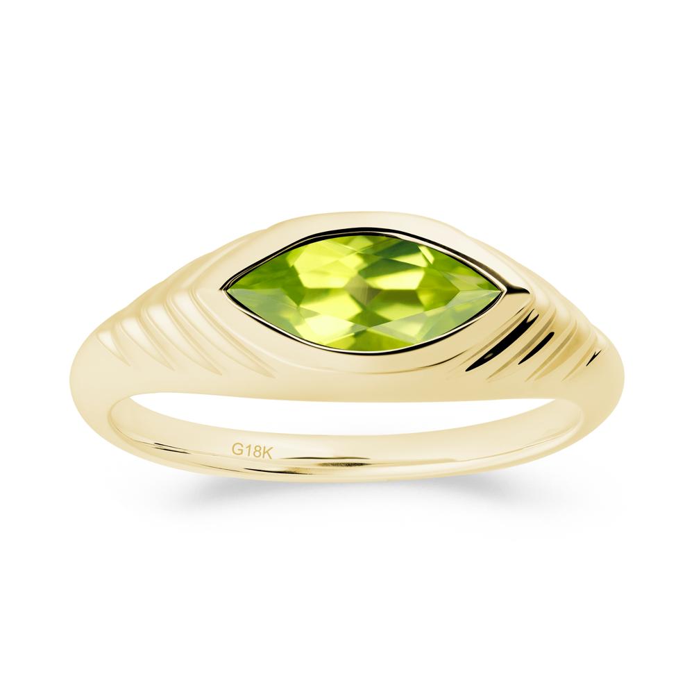 Bezel Set Marquise Peridot Ring - LUO Jewelry #metal_18k yellow gold