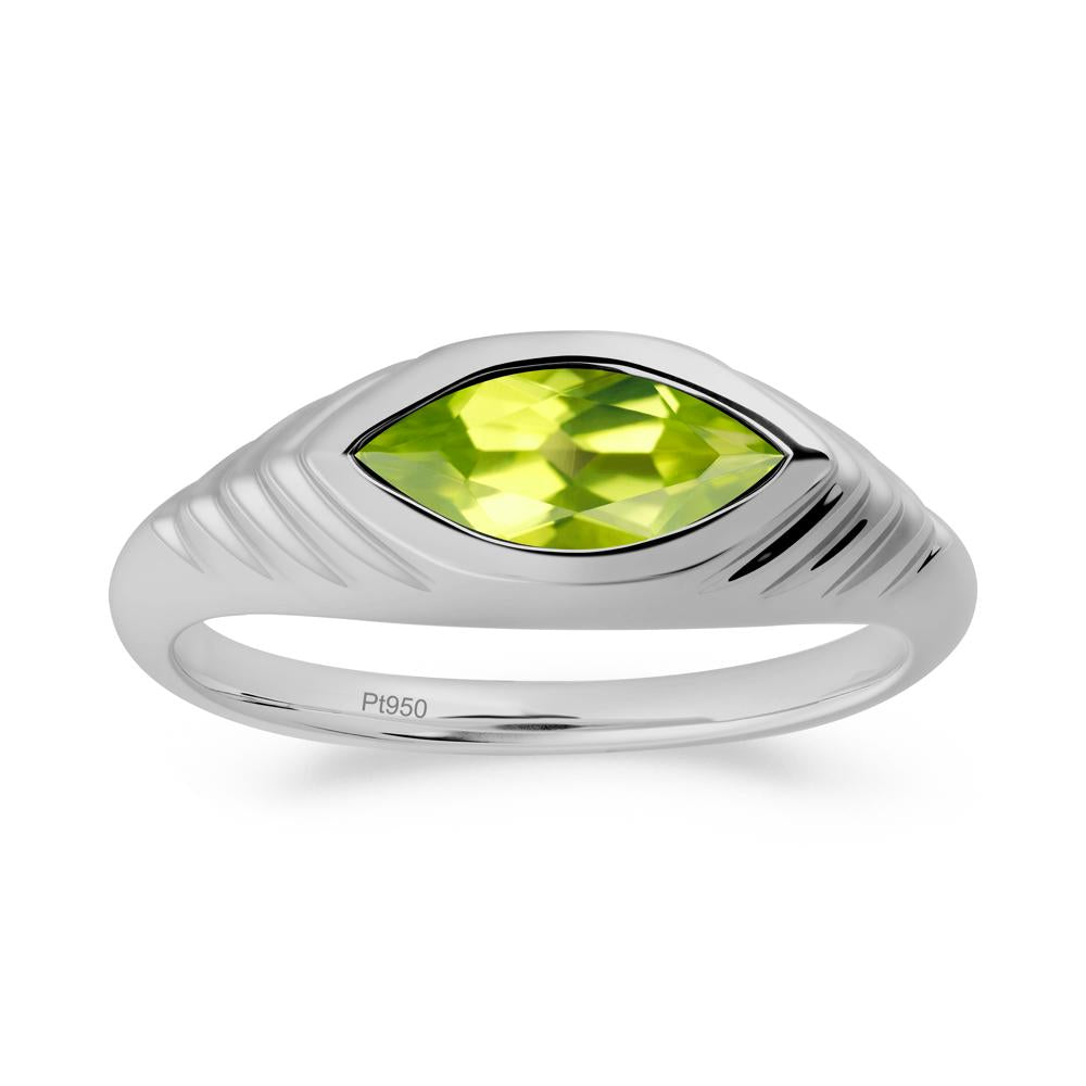 Bezel Set Marquise Peridot Ring - LUO Jewelry #metal_platinum