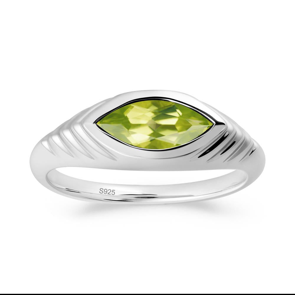 Bezel Set Marquise Peridot Ring - LUO Jewelry #metal_sterling silver