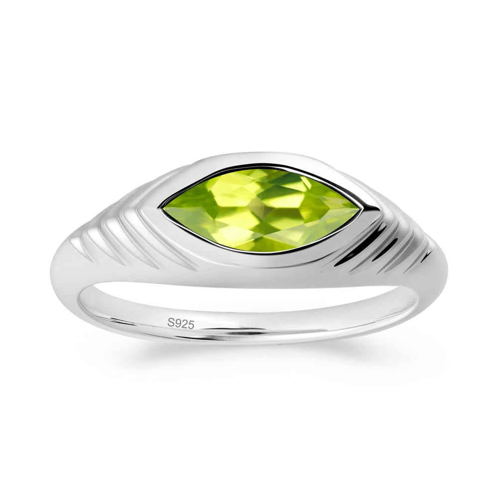 Bezel Set Marquise Peridot Ring - LUO Jewelry #metal_sterling silver