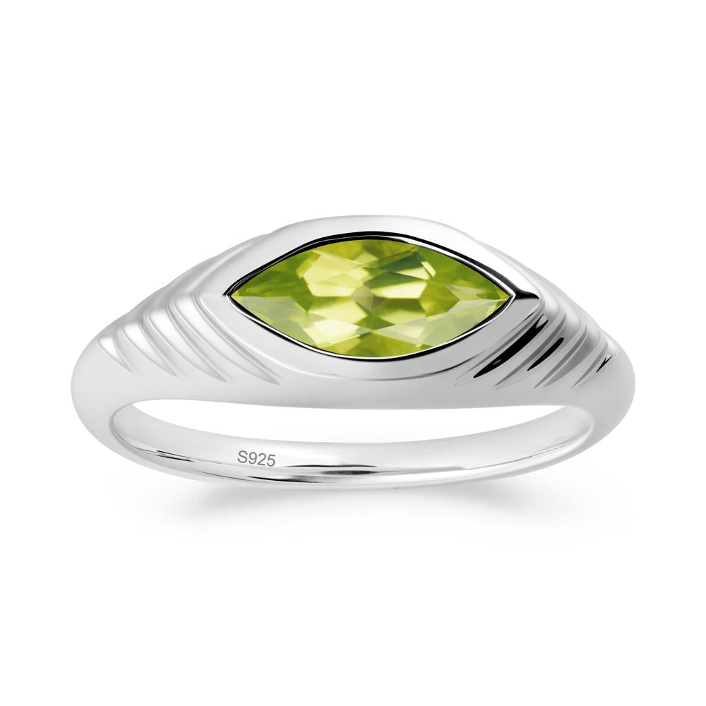 Bezel Set Marquise Peridot Ring - LUO Jewelry #metal_sterling silver