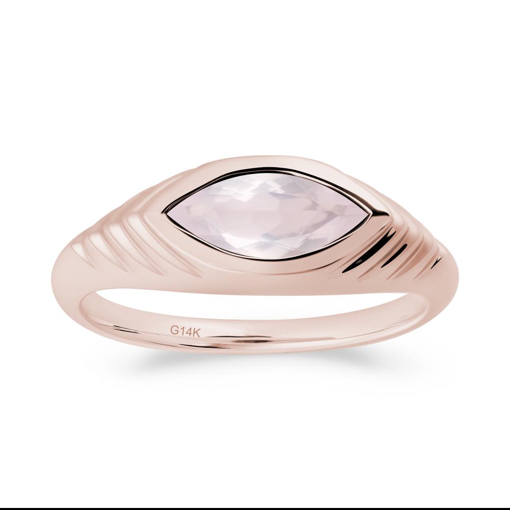 Bezel Set Marquise Rose Quartz Ring - LUO Jewelry #metal_14k rose gold