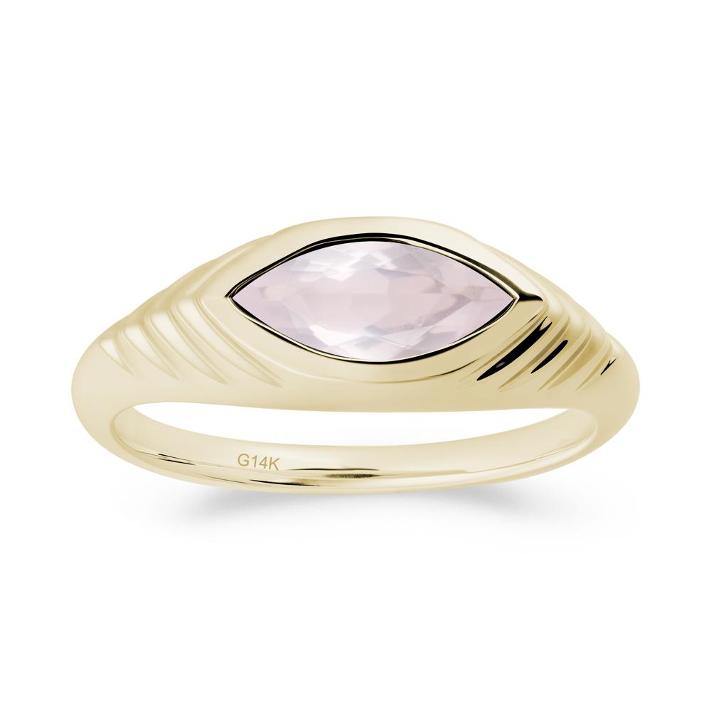 Bezel Set Marquise Rose Quartz Ring - LUO Jewelry #metal_14k yellow gold