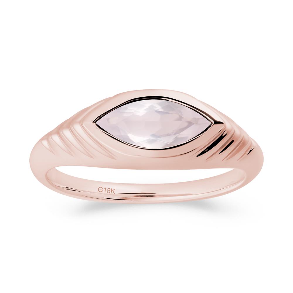 Bezel Set Marquise Rose Quartz Ring - LUO Jewelry #metal_18k rose gold