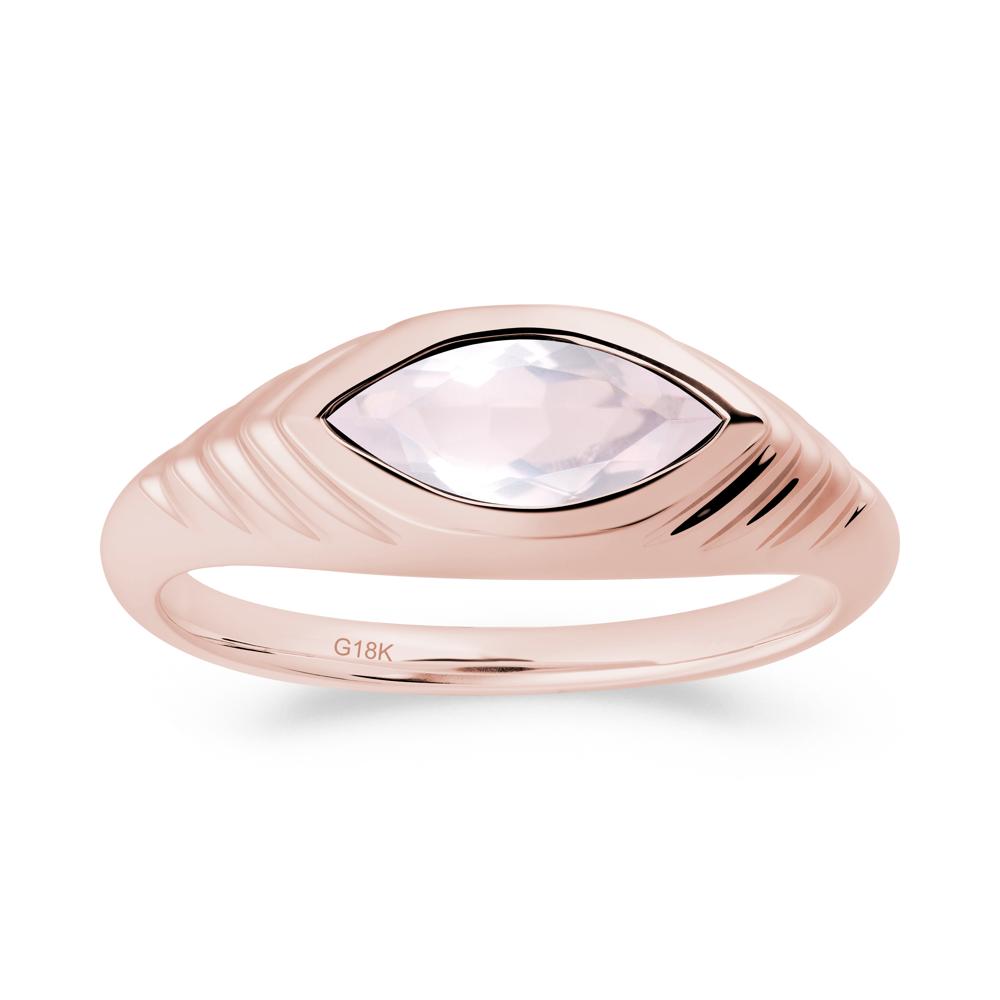 Bezel Set Marquise Rose Quartz Ring - LUO Jewelry #metal_18k rose gold