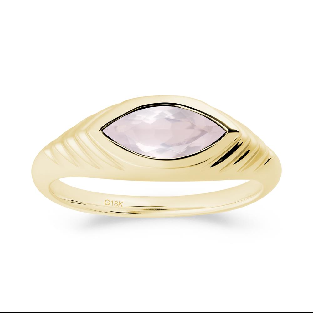 Bezel Set Marquise Rose Quartz Ring - LUO Jewelry #metal_18k yellow gold
