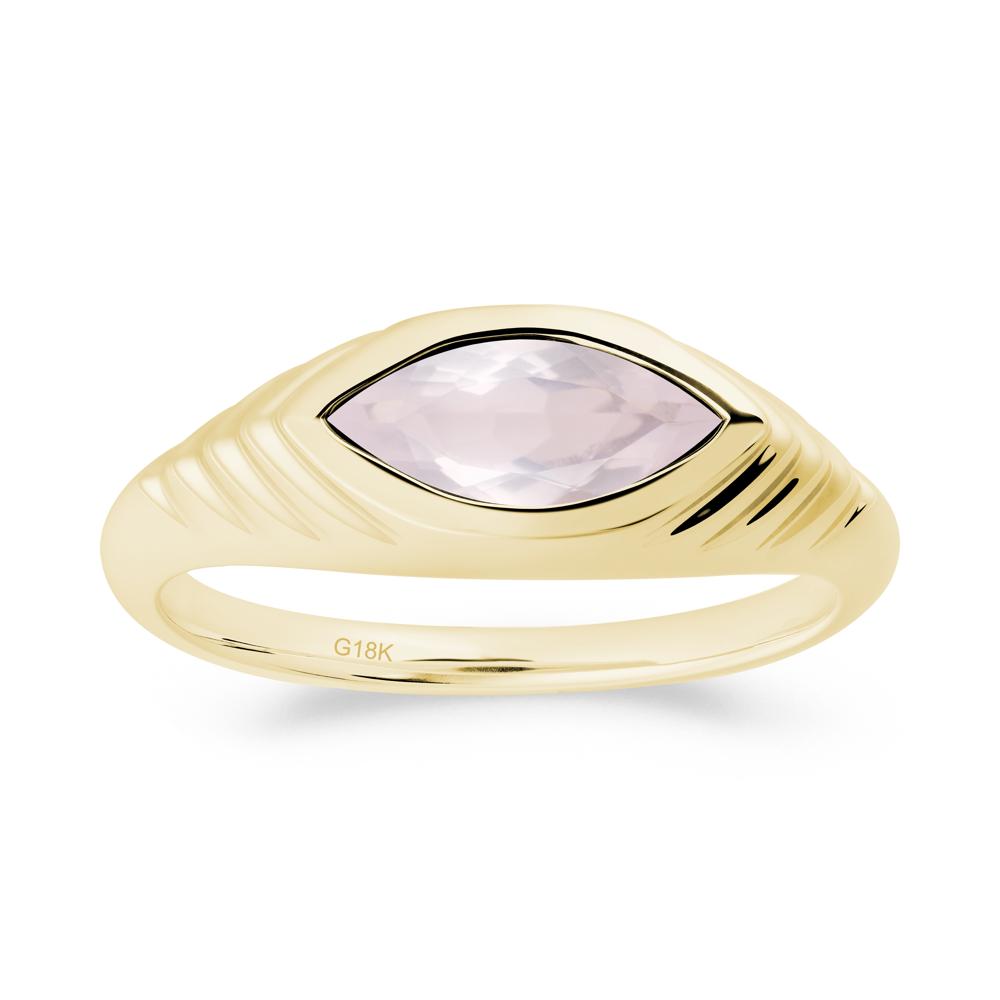 Bezel Set Marquise Rose Quartz Ring - LUO Jewelry #metal_18k yellow gold