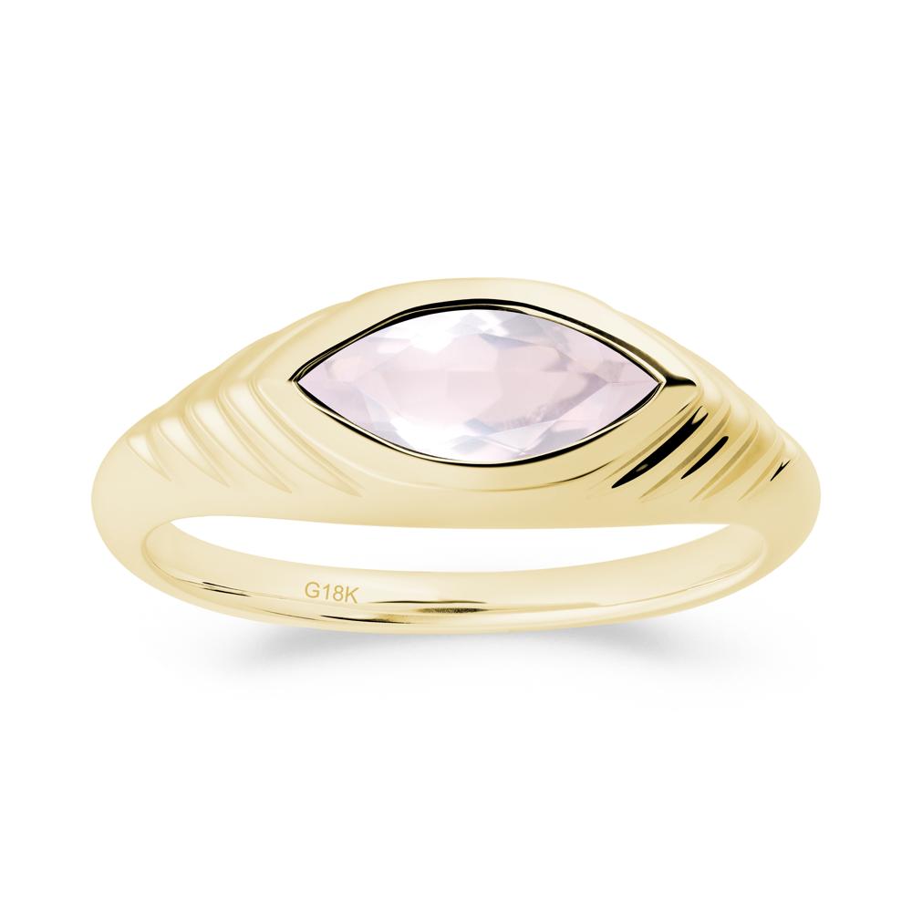 Bezel Set Marquise Rose Quartz Ring - LUO Jewelry #metal_18k yellow gold