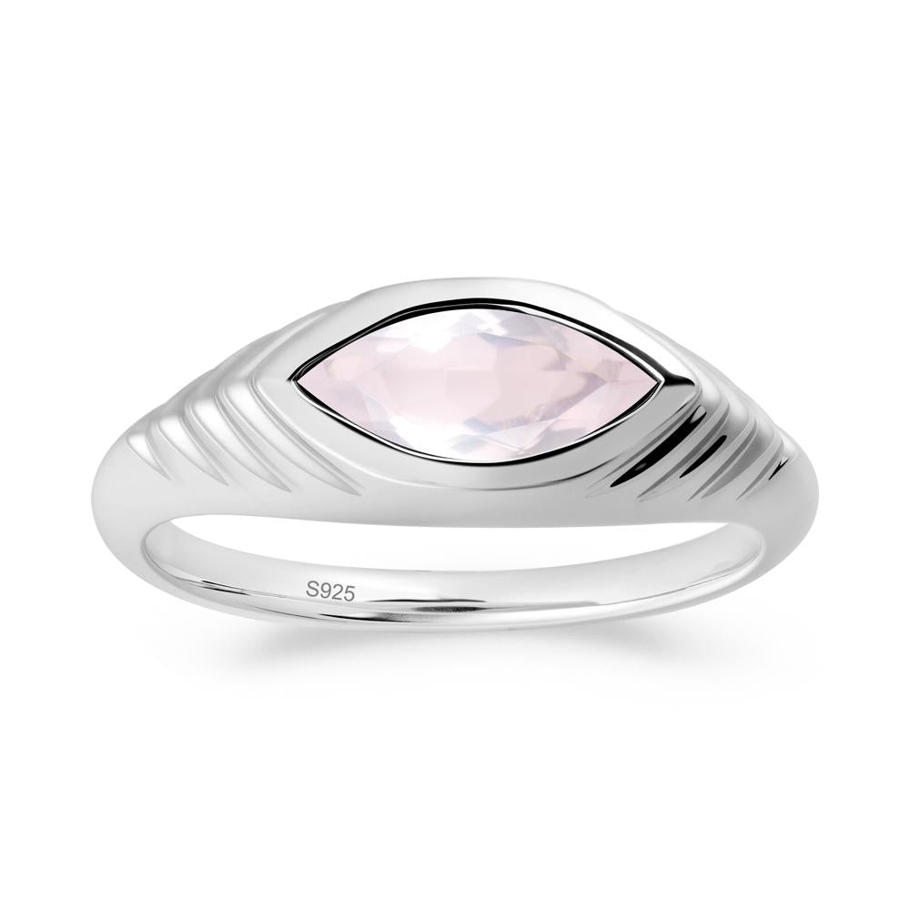 Bezel Set Marquise Rose Quartz Ring - LUO Jewelry #metal_sterling silver