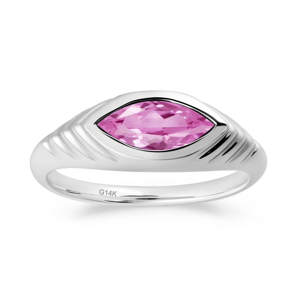 Marquise Pink Sapphire Statement Eye Ring - LUO Jewelry #metal_14k white gold