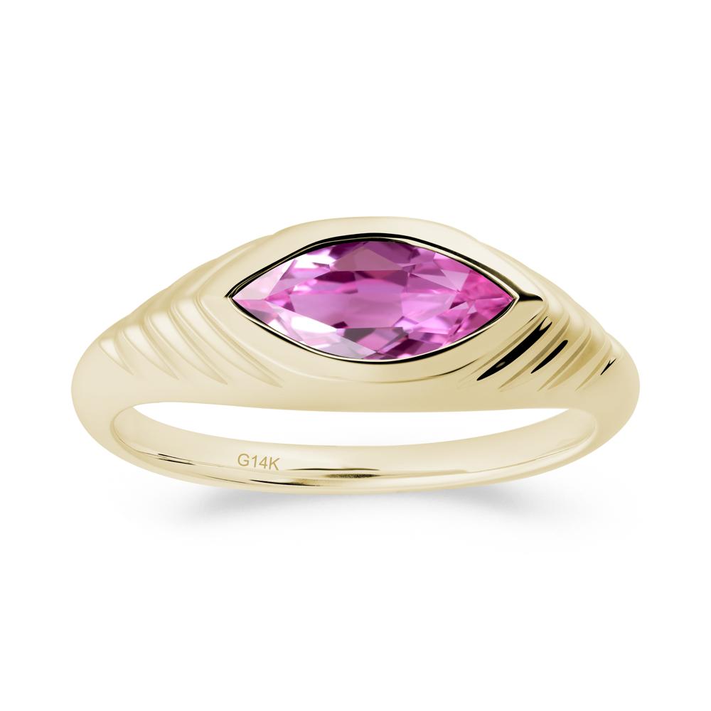 Marquise Pink Sapphire Statement Eye Ring - LUO Jewelry #metal_14k yellow gold