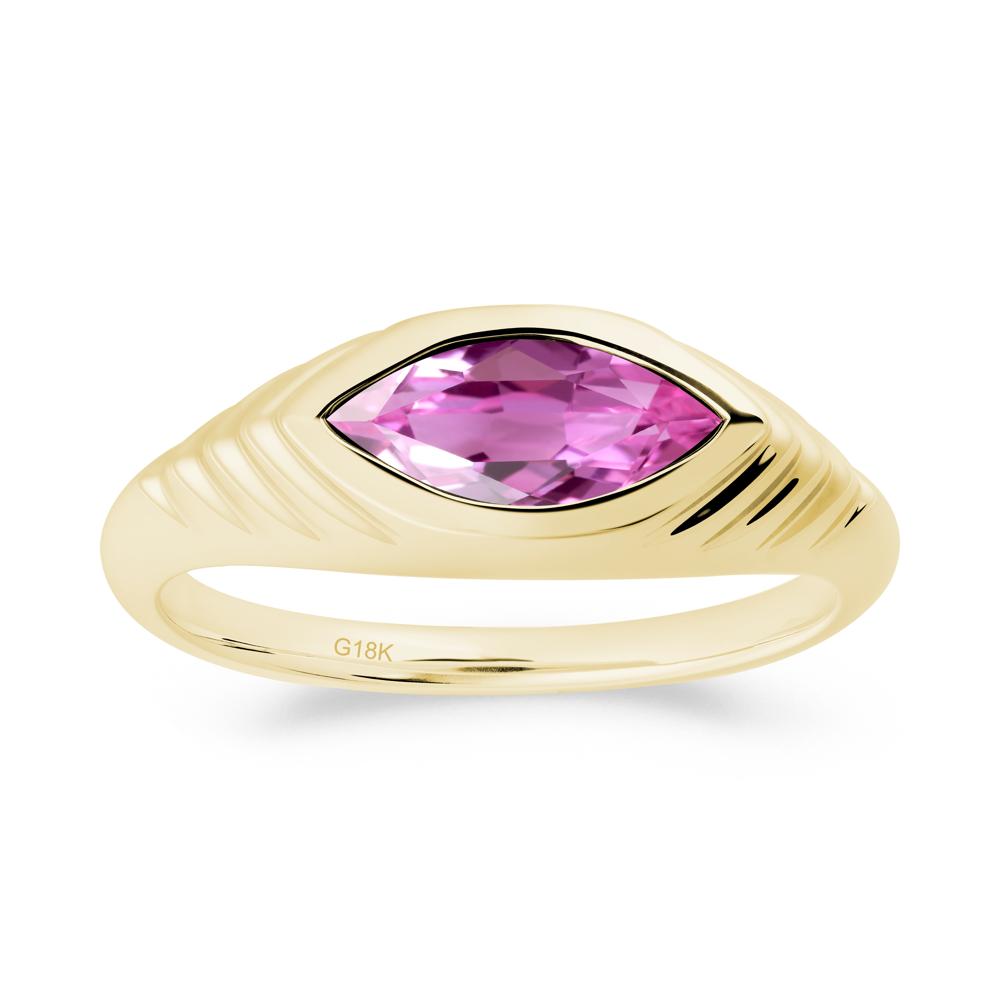 Marquise Pink Sapphire Statement Eye Ring - LUO Jewelry #metal_18k yellow gold