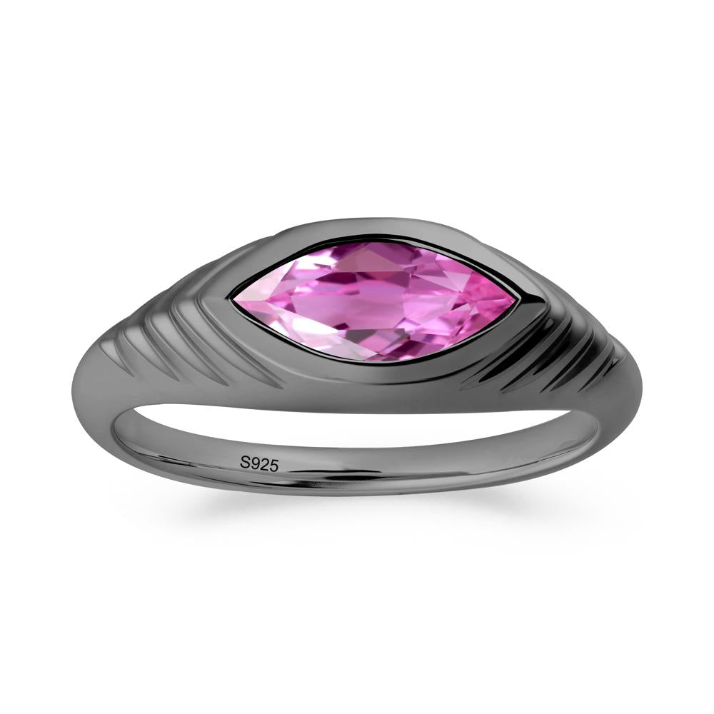 Marquise Pink Sapphire Statement Eye Ring - LUO Jewelry #metal_black finish sterling silver