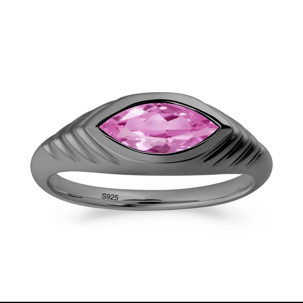 Marquise Pink Sapphire Statement Eye Ring - LUO Jewelry #metal_black finish sterling silver