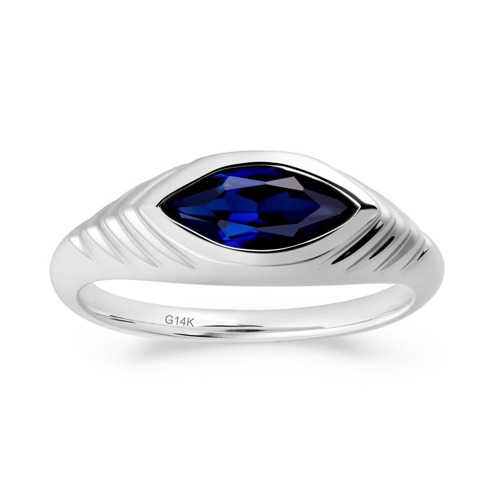 Marquise Sapphire Statement Eye Ring - LUO Jewelry #metal_14k white gold